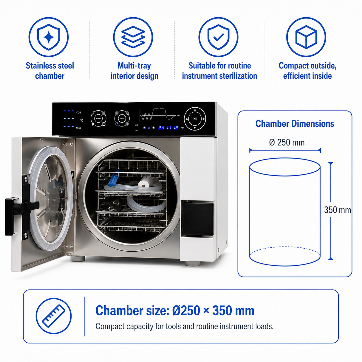 18L Class B Dental Autoclave Sterilizer | Benchtop Steam Sterilizer 121°C/134°C