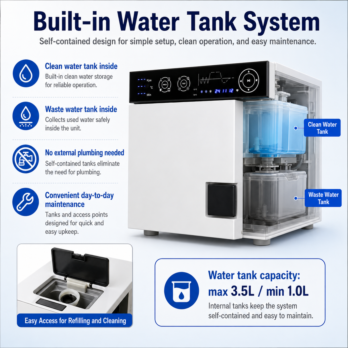 18L Class B Dental Autoclave Sterilizer | Benchtop Steam Sterilizer 121°C/134°C