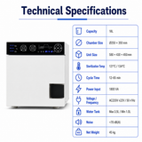 18L Class B Dental Autoclave Sterilizer | Benchtop Steam Sterilizer 121°C/134°C