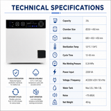23L Class B Dental Autoclave Sterilizer | Large Capacity Tabletop Steam Sterilizer